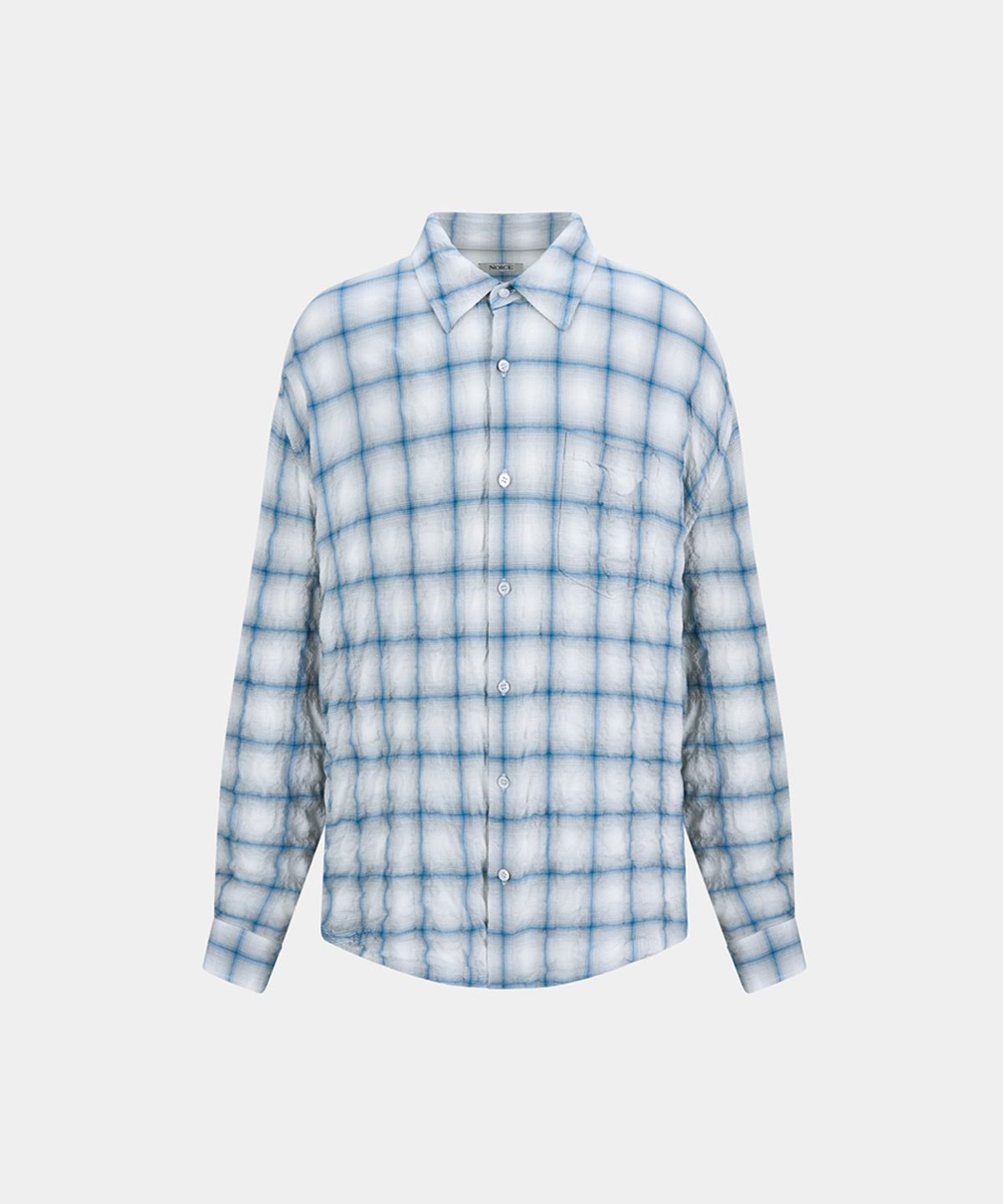 노이스(NOICE) M YARN DYED WASHER CHECK SHIRT - COOL GRAY