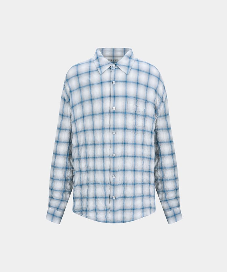 M YARN DYED WASHER CHECK SHIRT - COOL GRAY