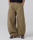 커브드 와이드 코튼 팬츠 카키 베이지