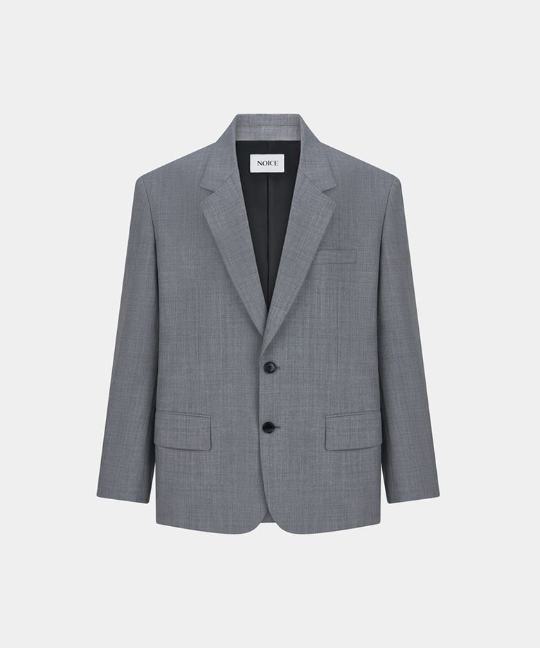 VERANO WOOL STRIPE SINGLE JACKET - GRAY