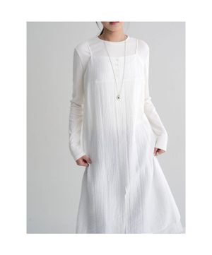 앞트임 레이어드 롱원피스  화이트