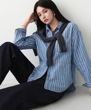 스트라이프 포켓 트렌디 셔츠 49855