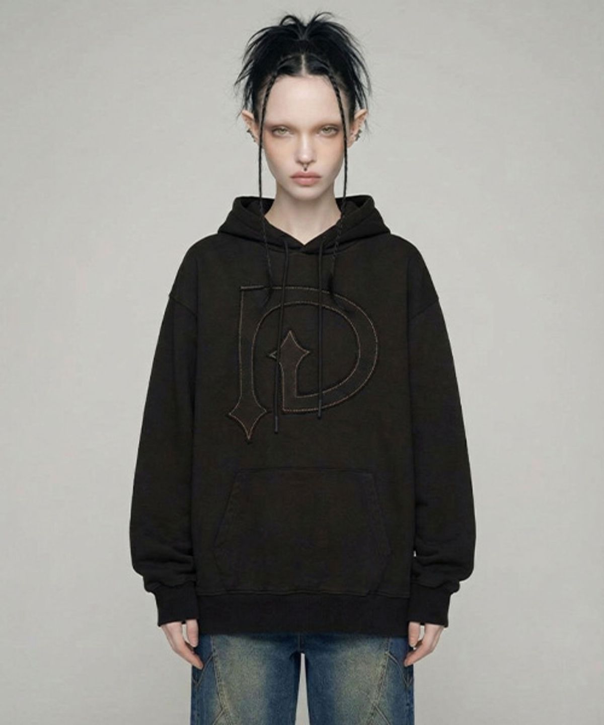 딜레탕티즘(DILETTANTISME) 빈티지 워싱 후드 티셔츠  bk