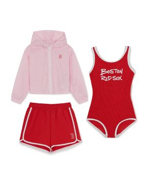 걸즈 스트릿 메쉬 후드집업 3P 세트 BOS (L.Red)