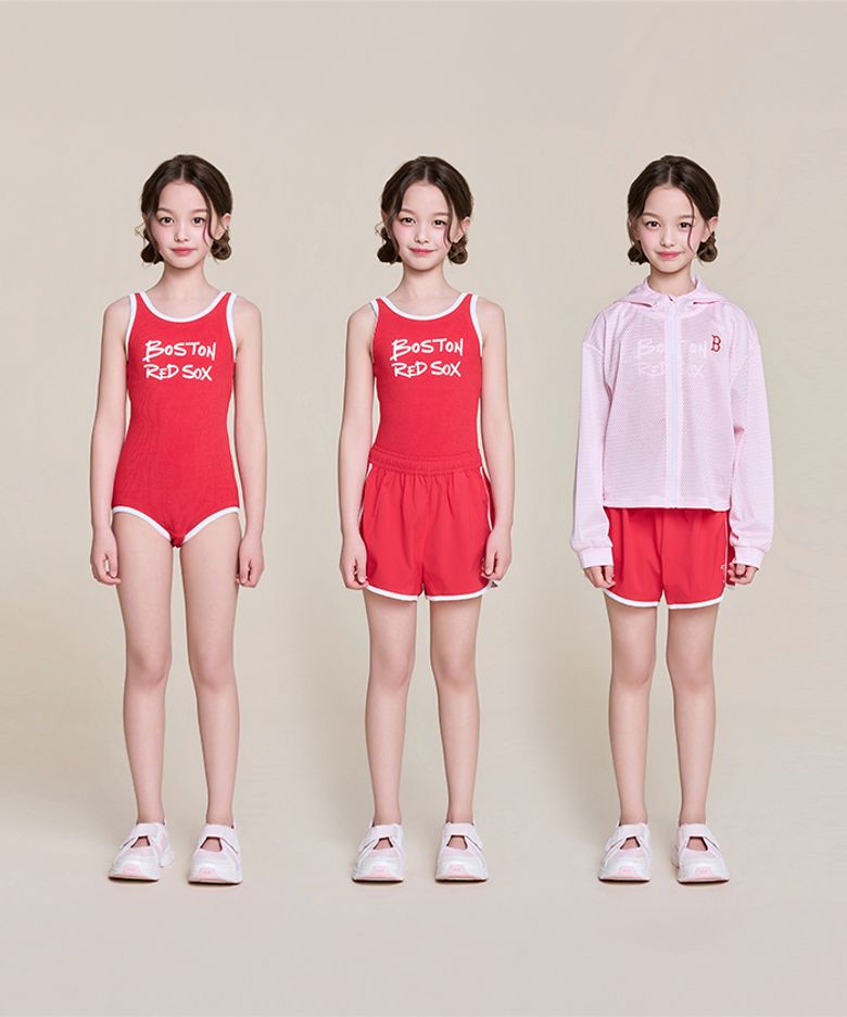 걸즈 스트릿 메쉬 후드집업 3P 세트 BOS (L.Red)