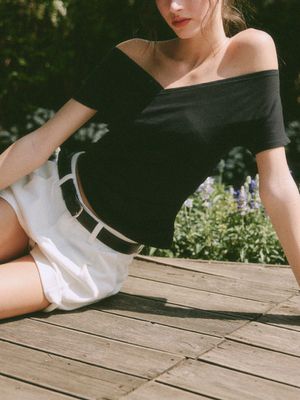 RONA SHIRRING T-SHIRT_BLACK