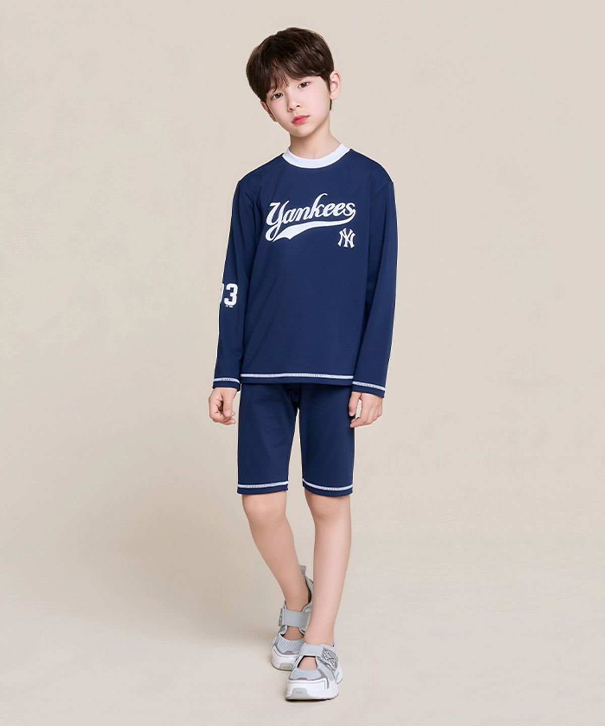 엠엘비 키즈(MLB KIDS) 스포티브 티셔츠 래쉬가드 레깅스 세트 NY (Navy)