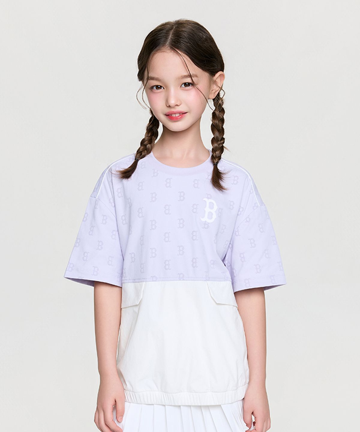 엠엘비 키즈(MLB KIDS) 스포티브 모노그램 자가드 티셔츠 BOS (Lavender)