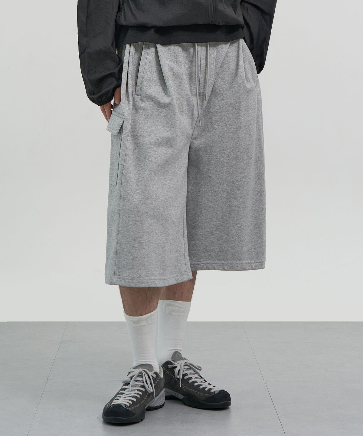 엑스컨테이너(EXCONTAINER) 카고 버뮤다 스웻 팬츠 (MELANGE GREY)