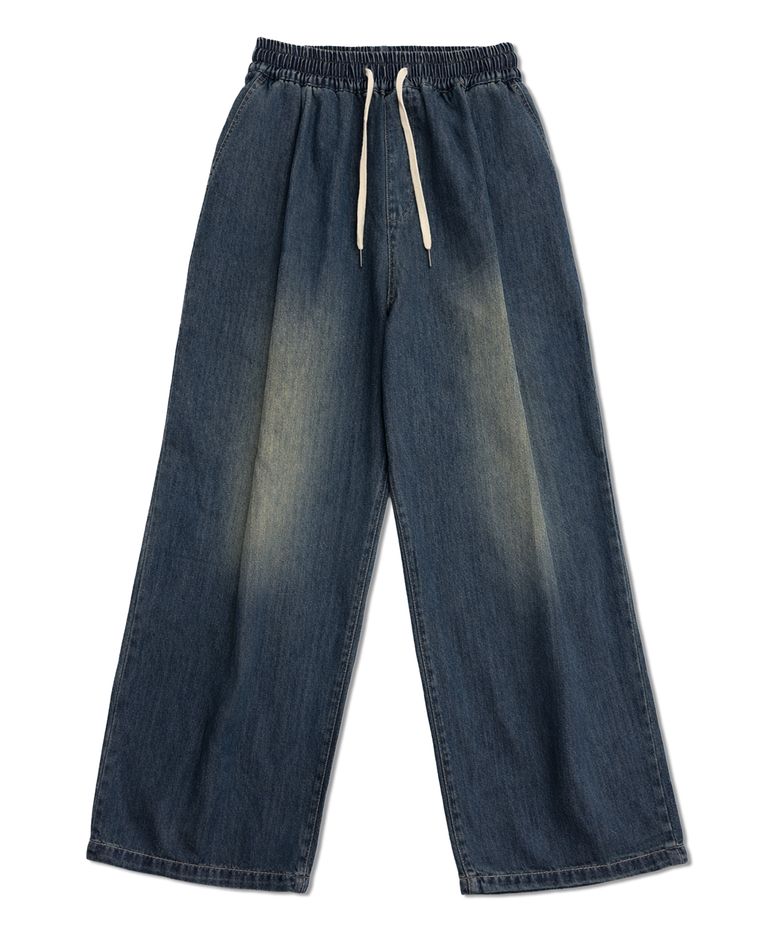 바이오워싱 쓰리턱 와이드 데님 팬츠 LQ7DU481_DARK INDIGO
