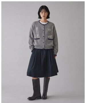 가든 자수 베어 가디건