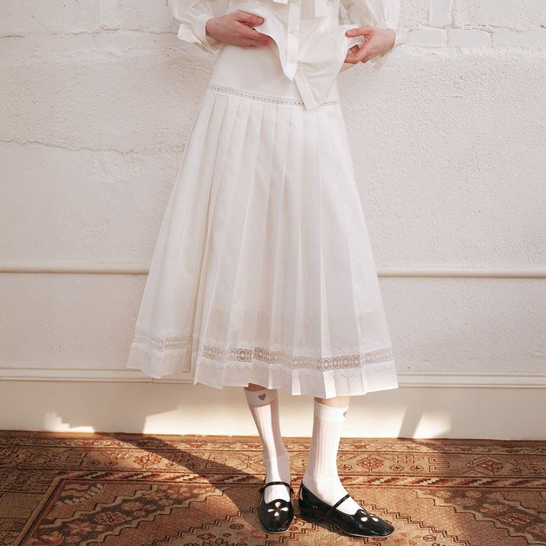 Cest_Romantic lace pleated skirt