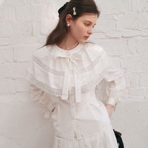 Cest_Romantic cape slim blouse