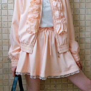 Cest_Coral lace banding skirt