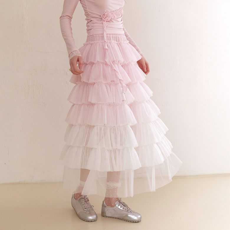 Cest_Gradient layered skirt