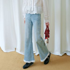 Cest_Beaded flare denim pants