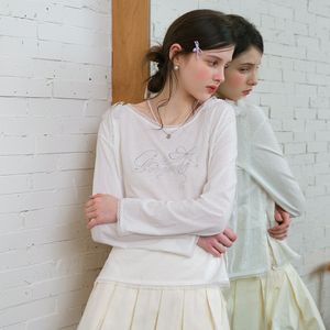 Cest_Rhinestone lace long sleeve top