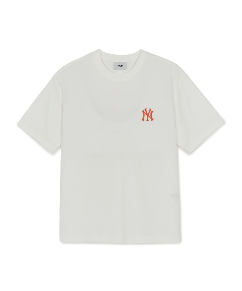 빈티지 스포티브 컬시브 그래픽 반팔 티셔츠 NY (Ivory)