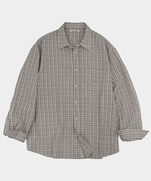 마일드 브러쉬 체크 셔츠 베이지