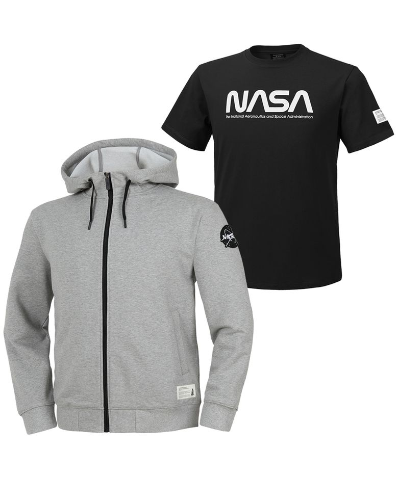 NASA 나사 남녀공용 후드집업자켓+반팔티 2종 세트