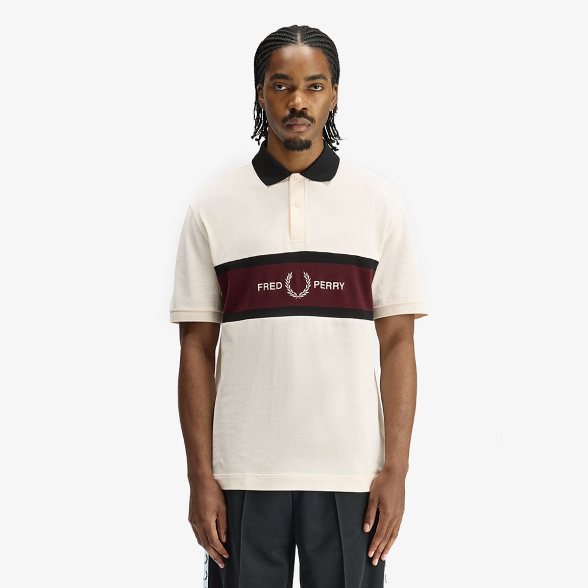 프레드페리(FRED PERRY) [Sport] 엠브로이더드 패널 폴로 셔츠 - 에크루 AFPM2612421-560