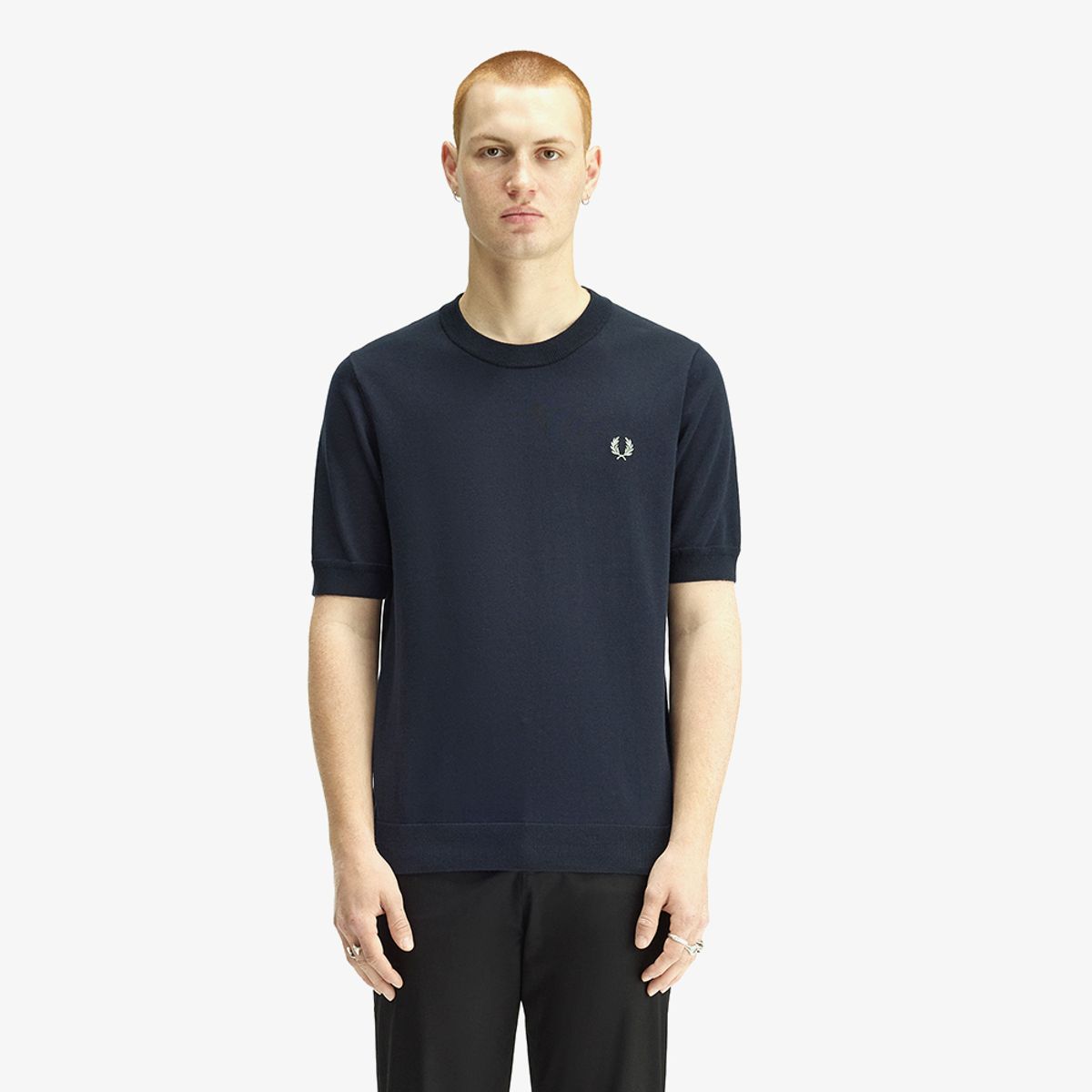 프레드페리(FRED PERRY) [Sharp] 코튼 니트 티셔츠 - 네이비 AFPM2612322-608