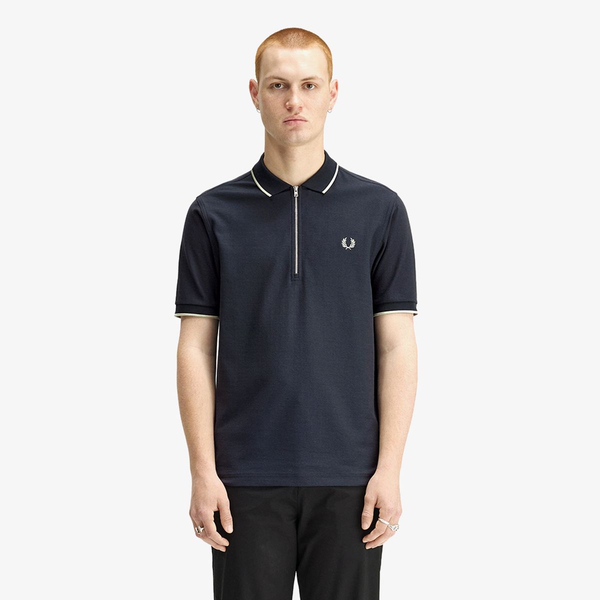 프레드페리(FRED PERRY) [Sharp] 크레이프 피케 폴로 셔츠 - 네이비 AFPM2612383-608