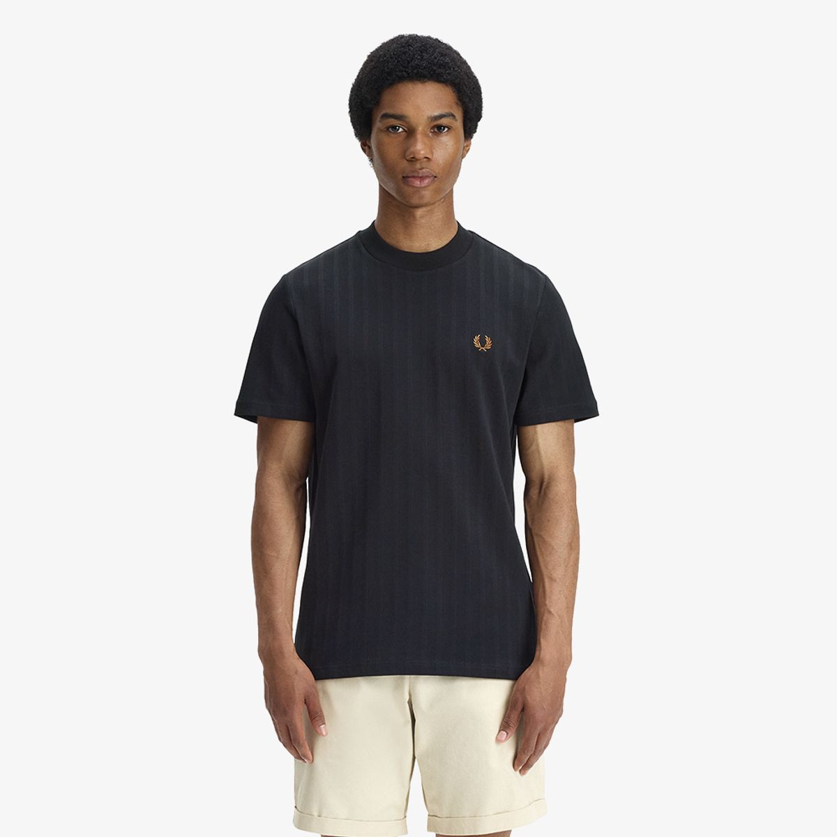 프레드페리(FRED PERRY) [Sharp] 피케 스트라이프 티셔츠 - 블랙 AFPM2612392-102
