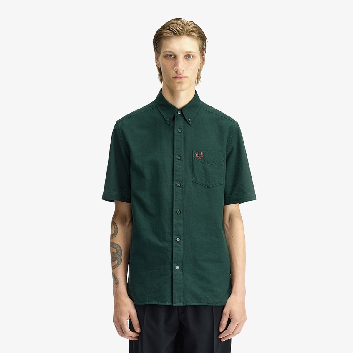 프레드페리(FRED PERRY) [Sharp] 숏 슬리브 옥스포드 셔츠 - 그래스루츠 AFPM2618730-30A