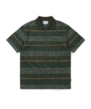 Jungle Jacquard Zip Up Top Olive