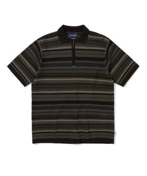 Striped S/S KnIt Polo Black