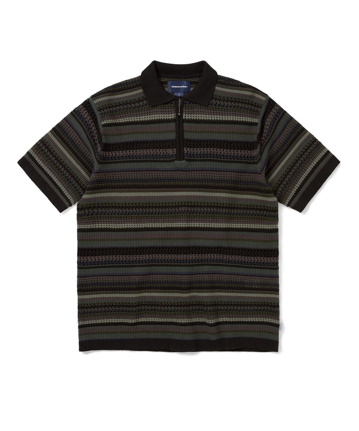 디스이즈네버댓(THISISNEVERTHAT) Striped S/S KnIt Polo Black