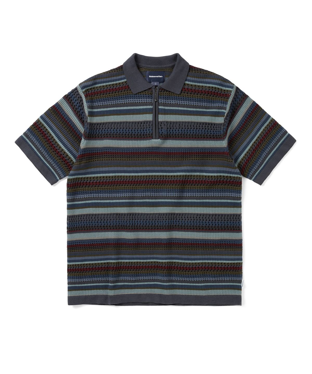 디스이즈네버댓(THISISNEVERTHAT) Striped S/S KnIt Polo Dark Navy
