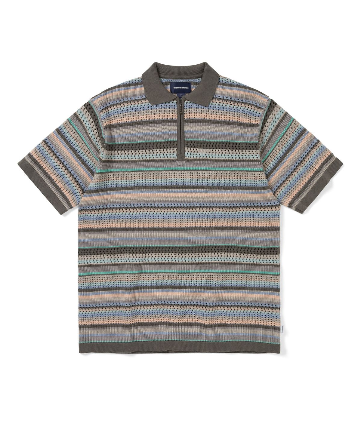 디스이즈네버댓(THISISNEVERTHAT) Striped S/S KnIt Polo Pink Grey