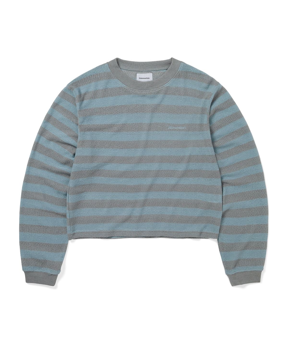 디스이즈네버댓(THISISNEVERTHAT) Mesh Striped W Crewneck Sky Blue
