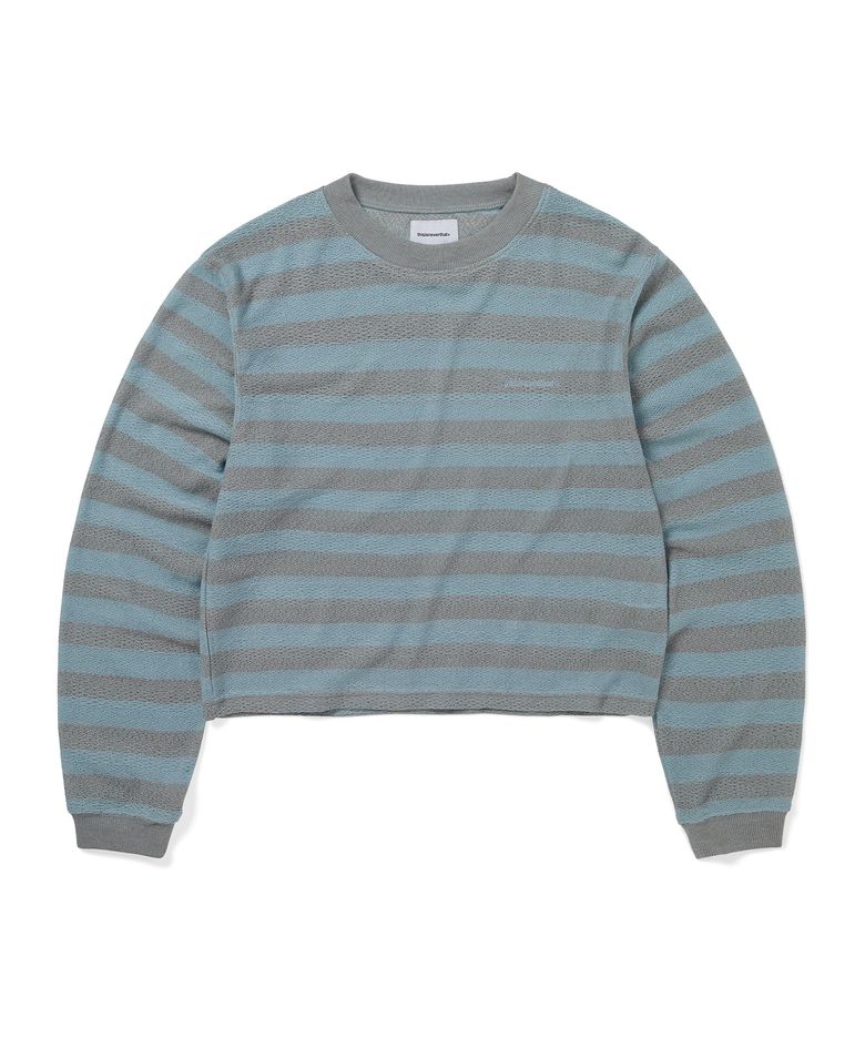 Mesh Striped W Crewneck Sky Blue