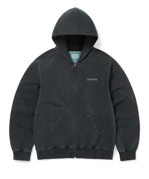 Damaged Zip Up Hoodie Faded Black
