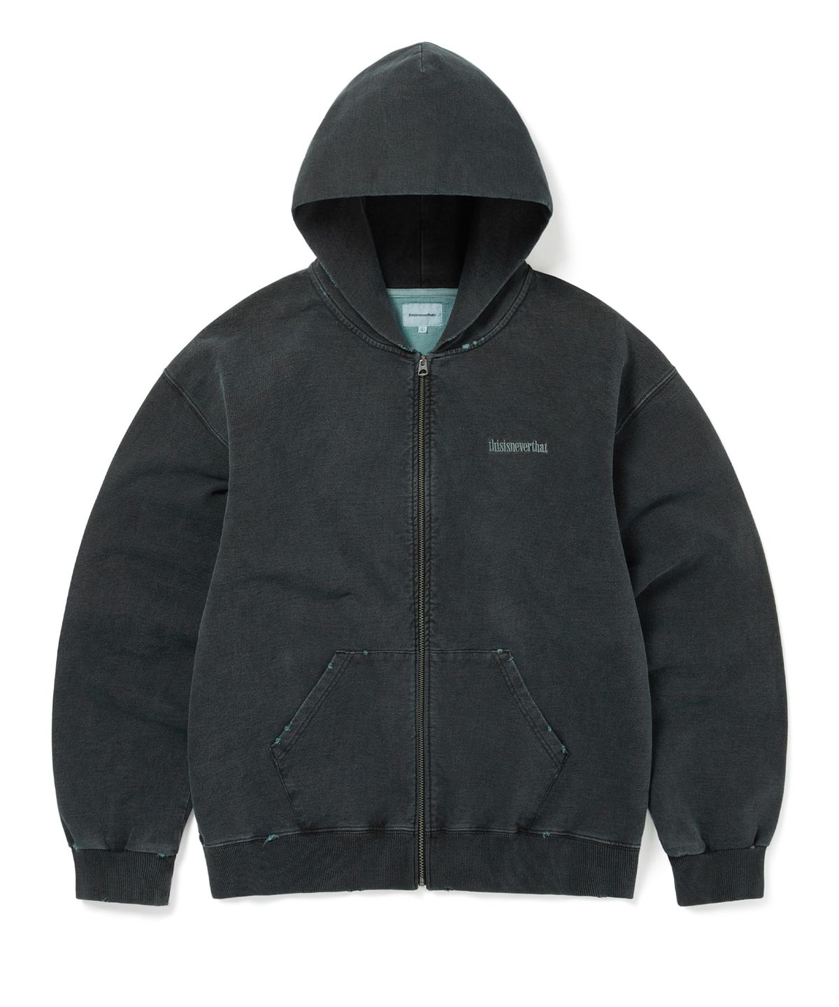 디스이즈네버댓(THISISNEVERTHAT) Damaged Zip Up Hoodie Faded Black