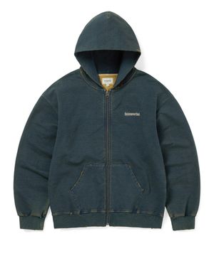 Damaged Zip Up Hoodie Indigo Blue