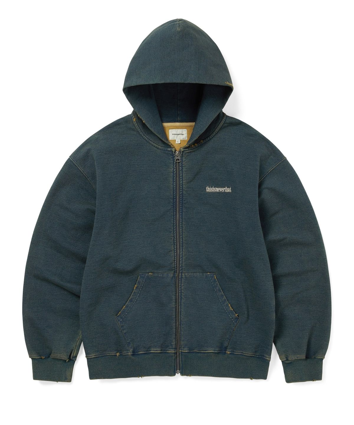 디스이즈네버댓(THISISNEVERTHAT) Damaged Zip Up Hoodie Indigo Blue