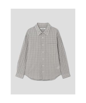 오버핏 체크 셔츠  그레이