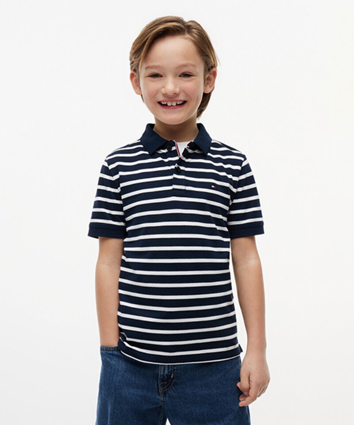타미힐피거 키즈(TOMMY HILFIGER KIDS) 플래그 자수 피케 폴로 티셔츠