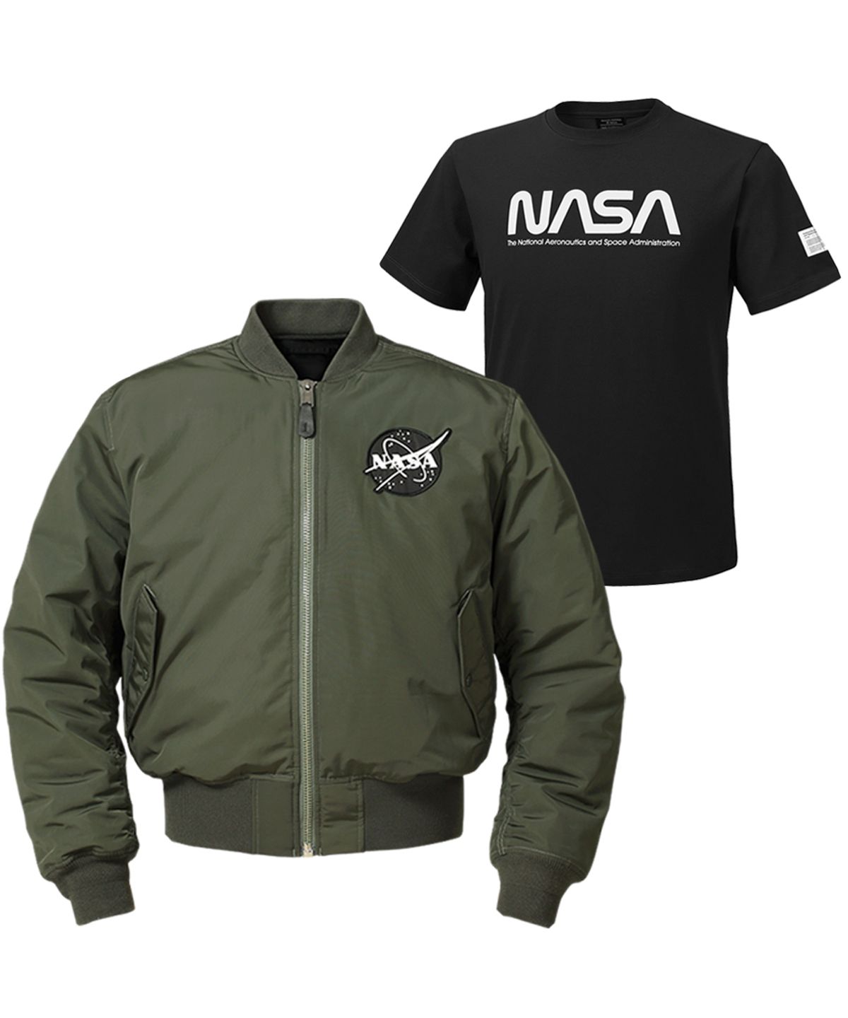나사(NASA) NASA 나사 남녀공용 양면 항공점퍼 블루종 자켓+반팔티 2종 세트