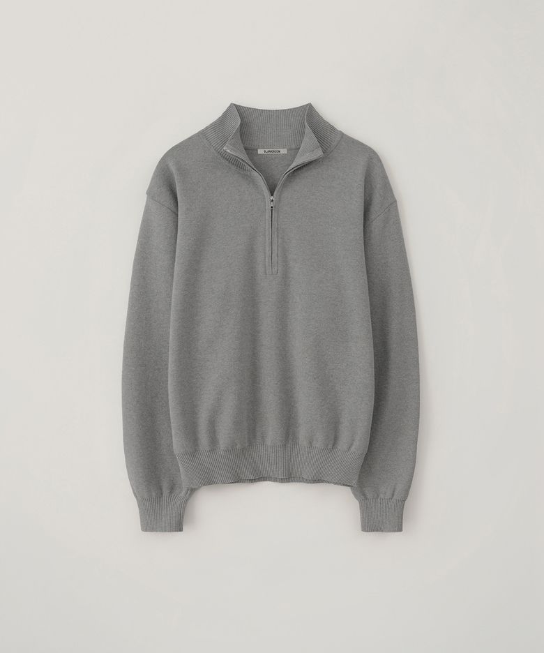 하프 집 니트_LIGHT GRAY
