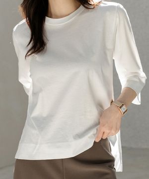 언발 유넥 코튼 7부 티셔츠_F6S179TS