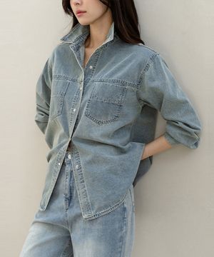 에딧 스냅단추 데님 셔츠_F6S250SH