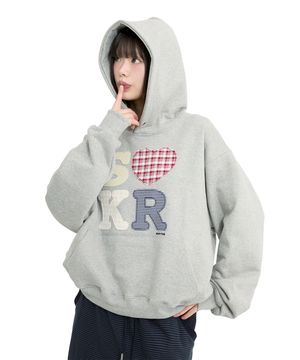 [쓰까르 X 밈더] SKRR 패치워크 까르 후드티_그레이