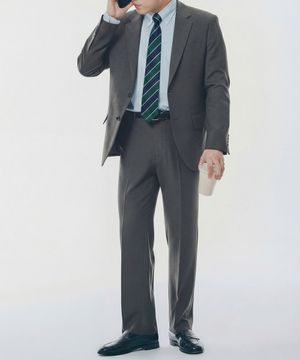 스트레치 컴포터블 수트 셋업 - 와이드핏_차콜