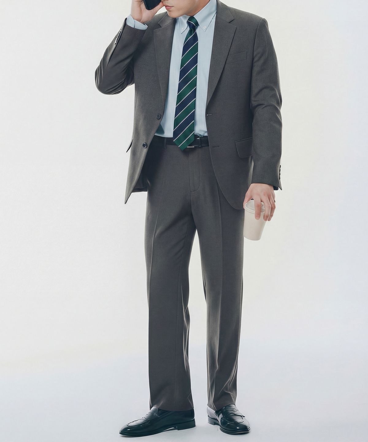 예일(YALE) 스트레치 컴포터블 수트 셋업 - 와이드핏_차콜