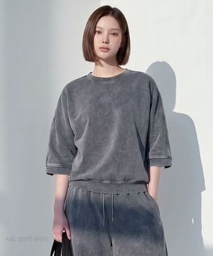 여성) 빈티지 피그먼트 릴렉스 반팔 맨투맨